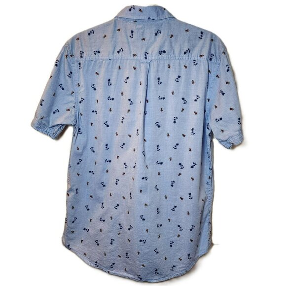 Vintage 7Diamonds Shirt Medium SMK-5111 Light Blue Cotton Palm Tree Hula Girl - Picture 2 of 8